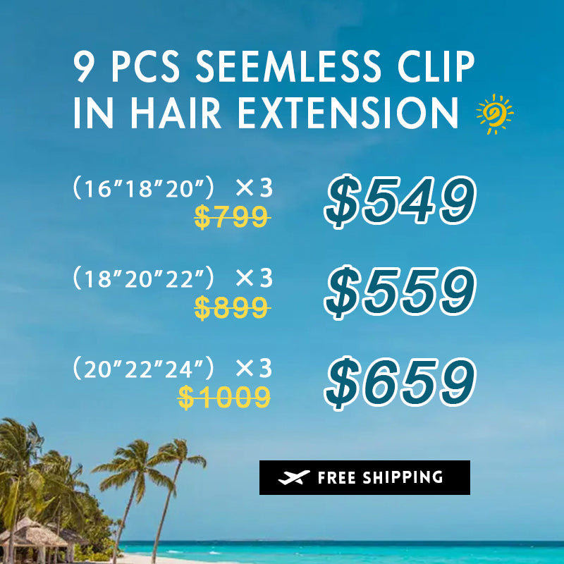 Offres groupées | Extensions de cheveux à clips sans couture, 9 pièces à vendre