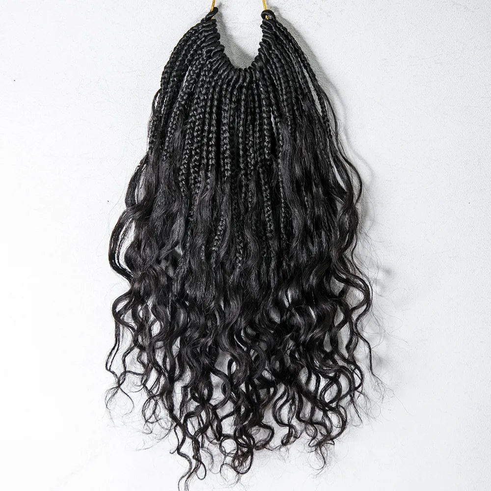 10 Inches Short Crochet Boho Box Braids Human Hair Curls