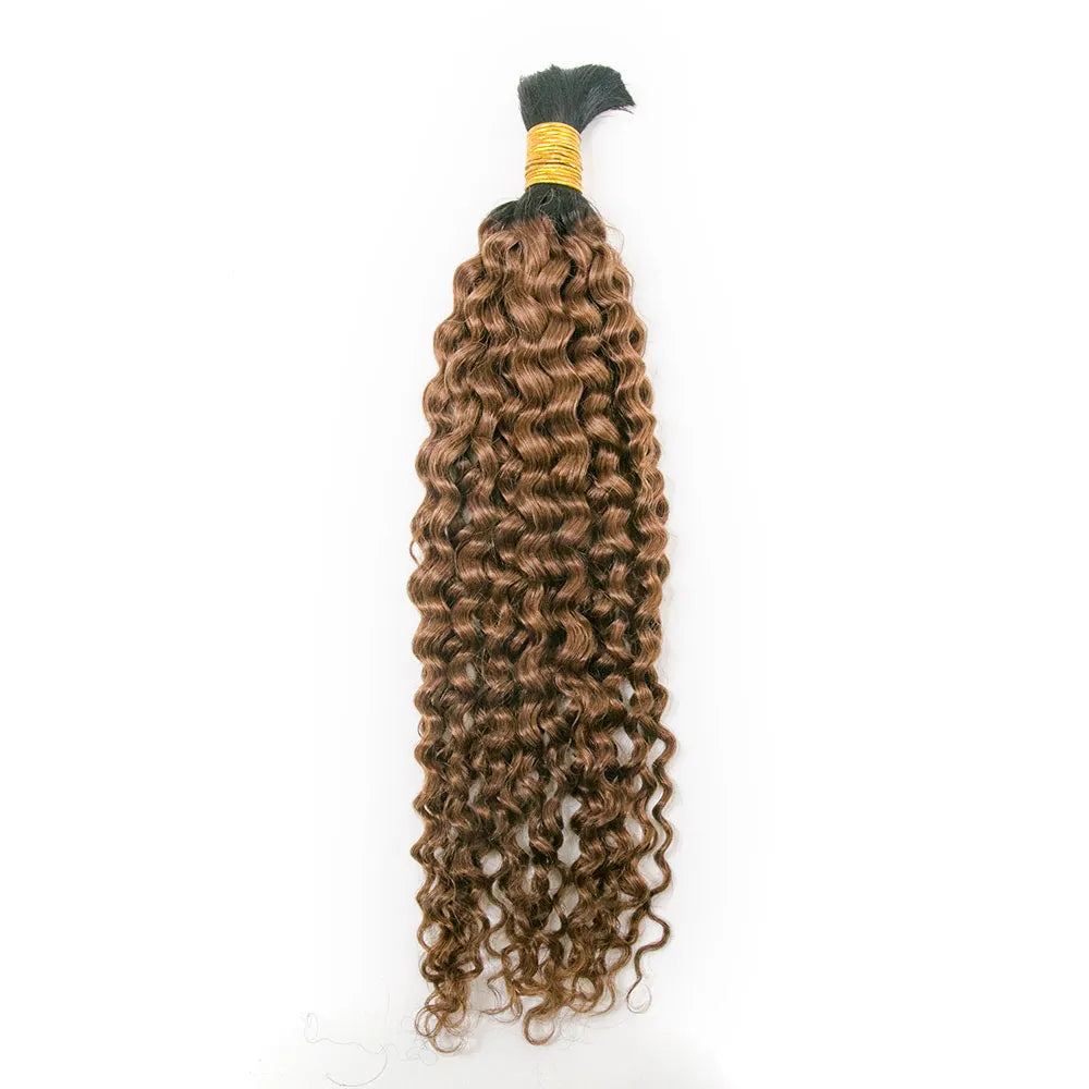1B/30 Brown Color Deep Curly Bulk Human Hair For Braiding