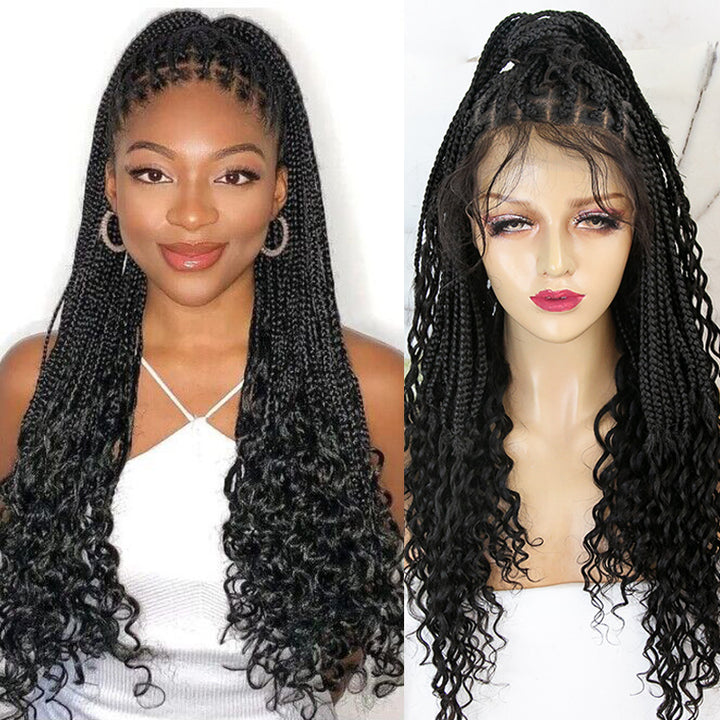 boho knotless braids with curls