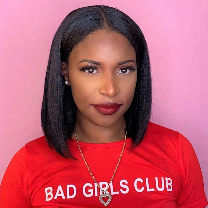 U Part Wig Bob Silky Straight Human Hair UOT-1