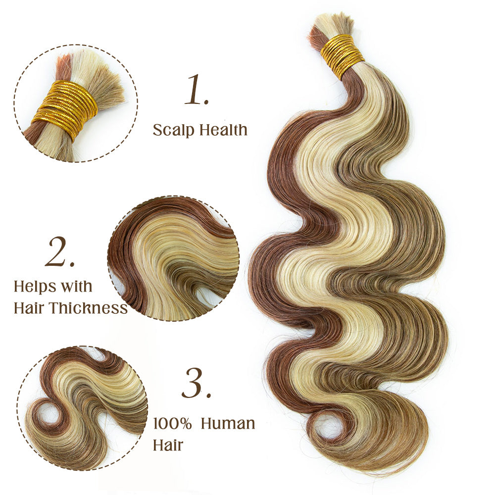27/30/613# Double Drawn Bulk Human Braiding Hair Body Wave1