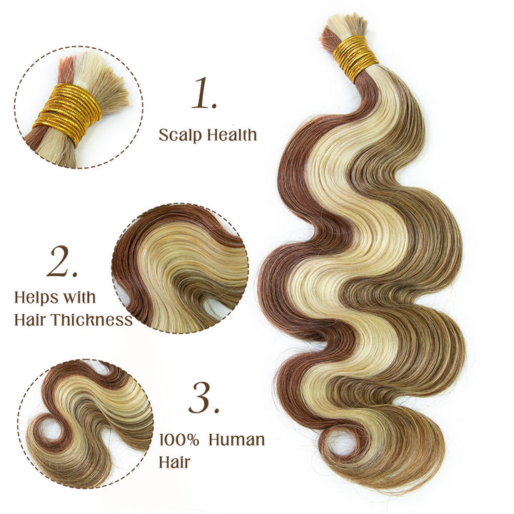 27/30/613# Double Drawn Bulk Human Braiding Hair Body Wave1