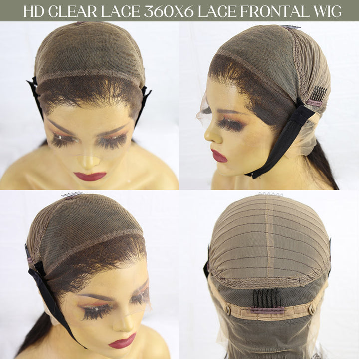 Perruque frontale en dentelle 360° HD ondulée et pré-épilée style bob OBWB-1