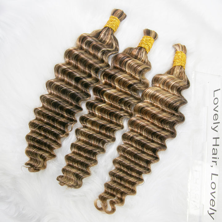 Blend #4/27/30/613 Deep Wave Boho Human Hair For Braiding