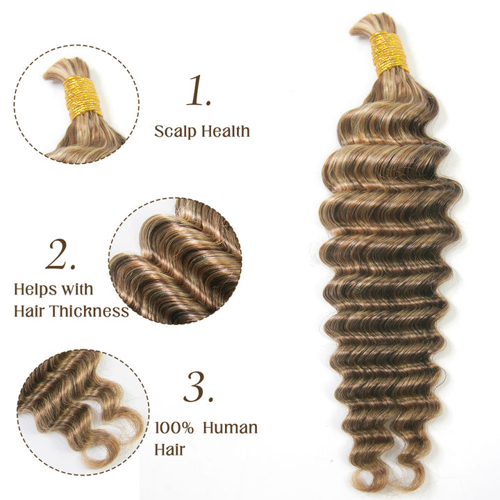 Blend #4/27/30/613 Deep Wave Boho Human Hair For Braiding3