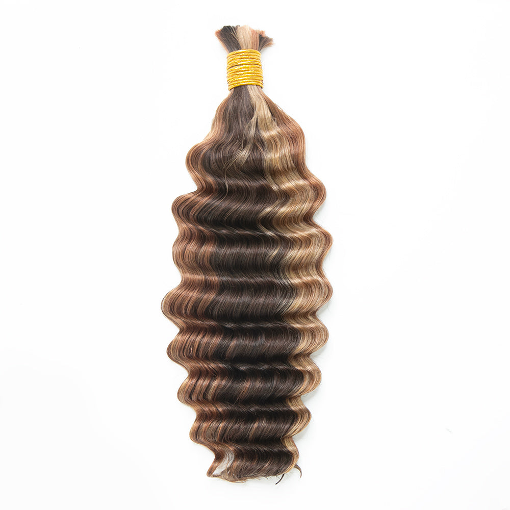 Blend #4/27/30 Double Drawn Bulk Human Braiding Hair Deep Wave