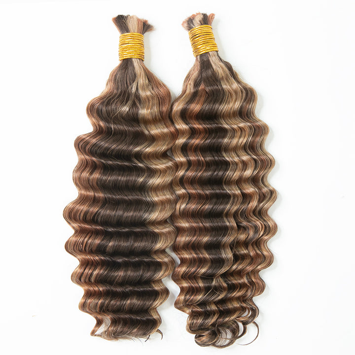 Blend #4/27/30 Double Drawn Bulk Human Braiding Hair Deep Wave3