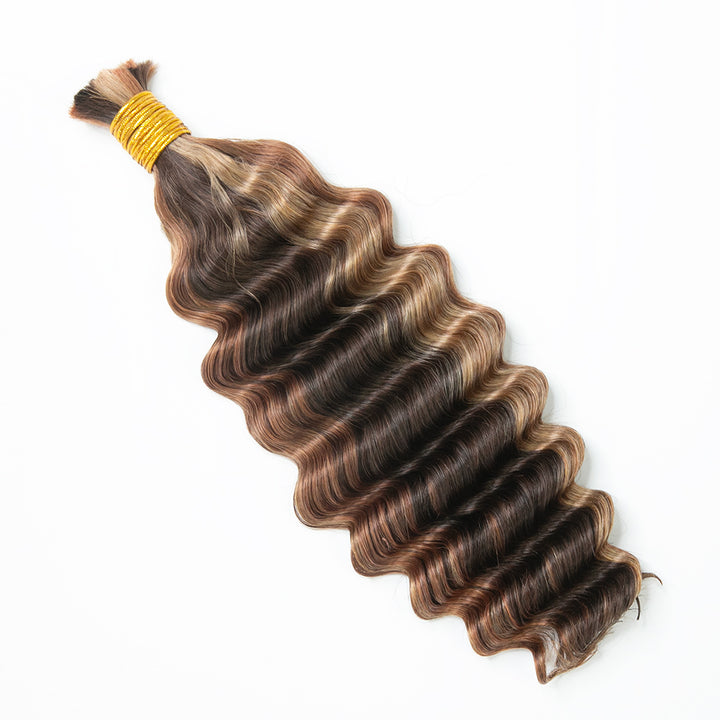 Blend #4/27/30 Double Drawn Bulk Human Braiding Hair Deep Wave6