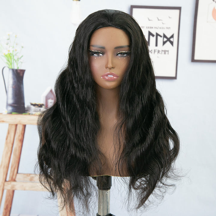 Body Wave 3/4 Half Wig Drawstring Flip Over Human Hair Wig