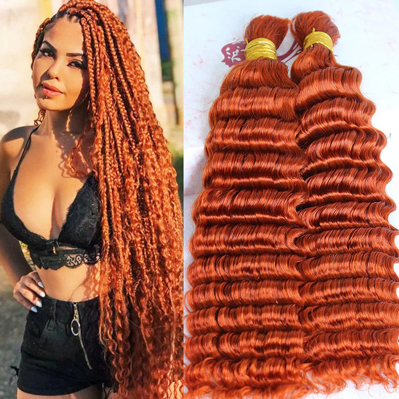 Bulk Human Hair For Braiding 350 Ginger Deep Wave Eayonhair