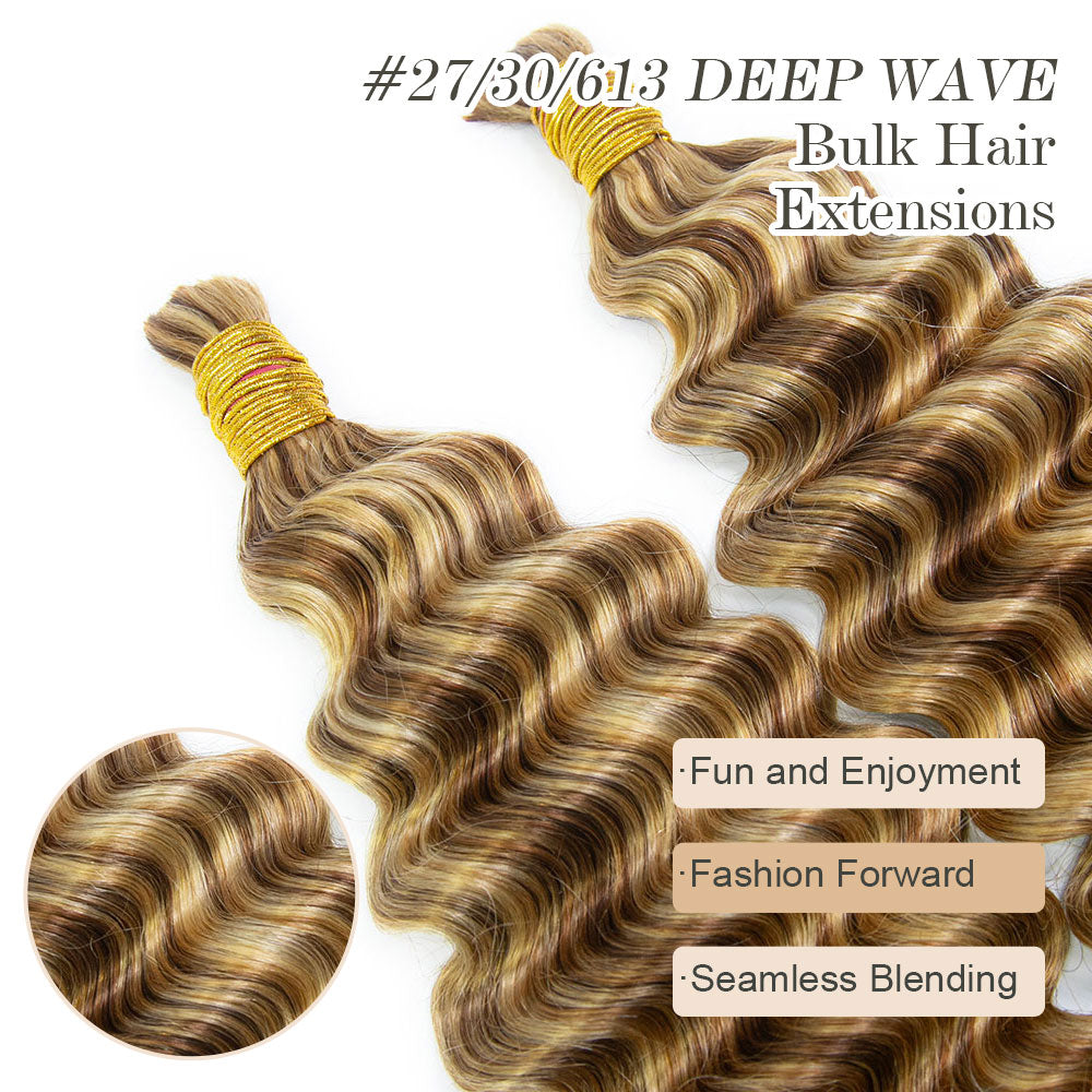 Bulk Human Hair For Braiding 27/30/613# Deep Wave1