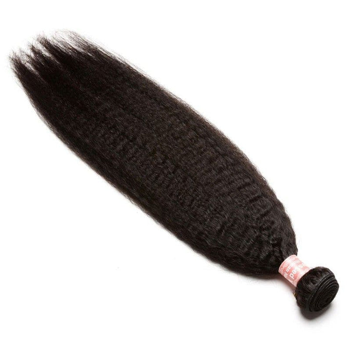 Mèches de cheveux humains crépus lisses avec fermeture en dentelle HD 2x6