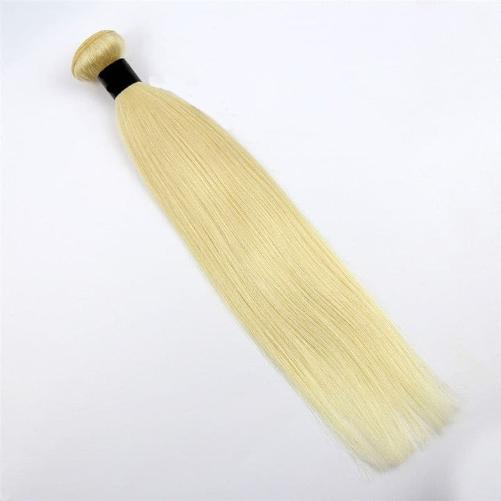 Mèches de cheveux humains lisses en soie couleur 613 avec fermeture en dentelle HD 2x6