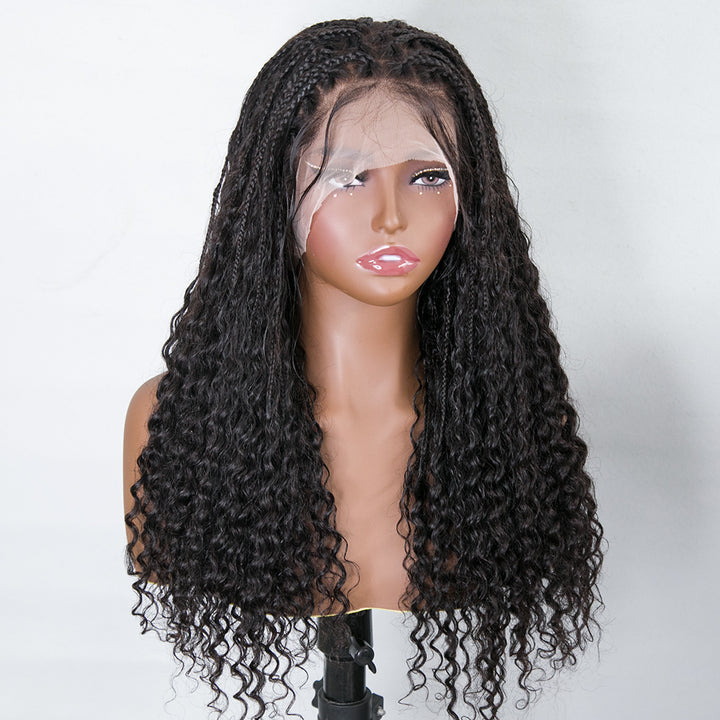 Transparent Lace Wig Human Hair Square Braided Wig With Baby Hair