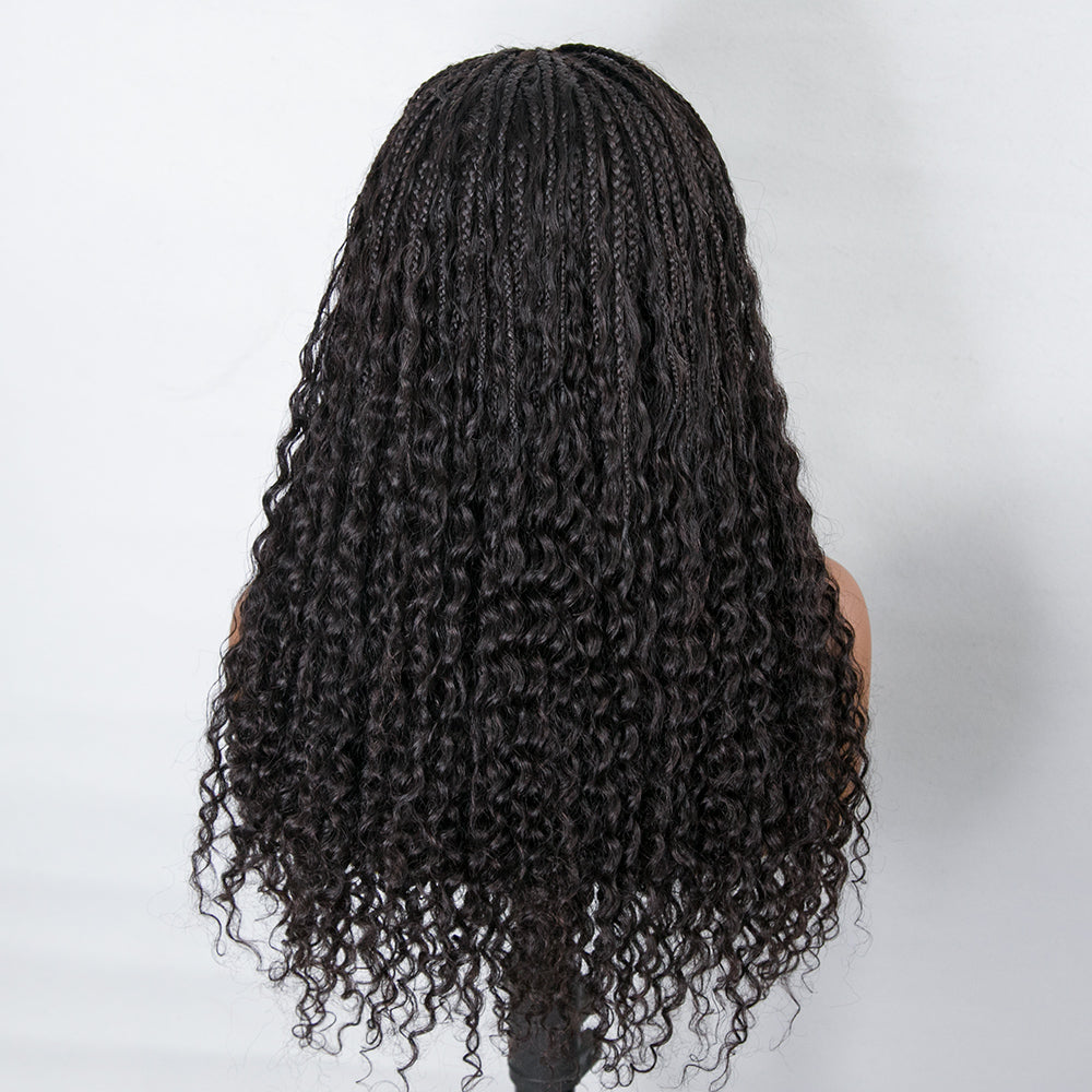 Transparent Lace Wig Human Hair Square Braided Wig With Baby Hair