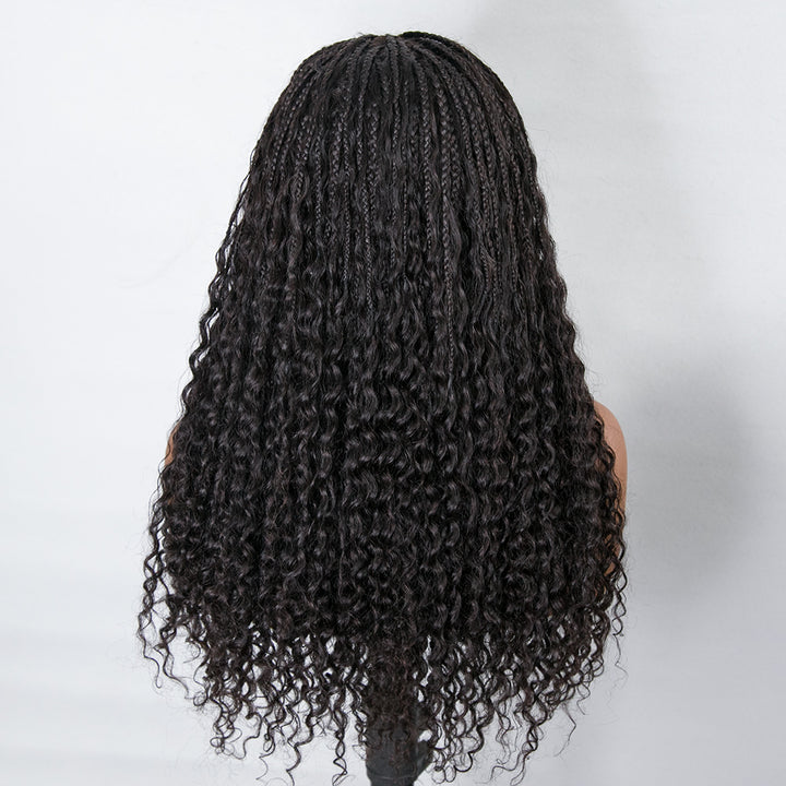 Transparent Lace Wig Human Hair Square Braided Wig With Baby Hair