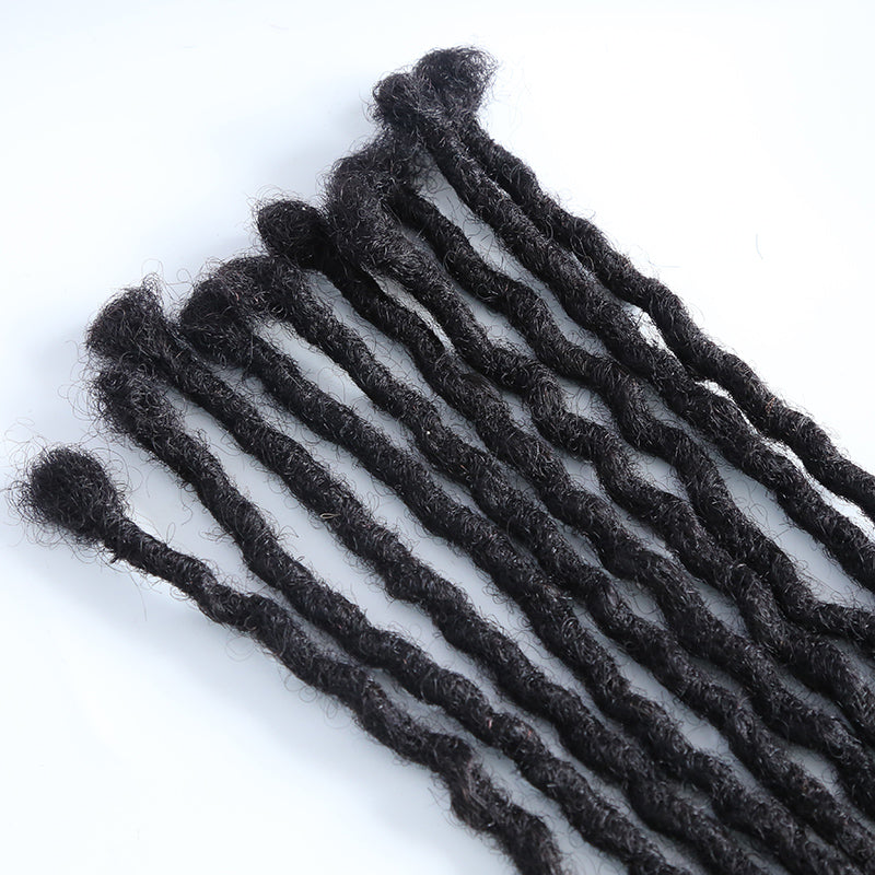 Crochet Locs Human Hair With Curly Ends 0.6 cm Natural Black( #1B )