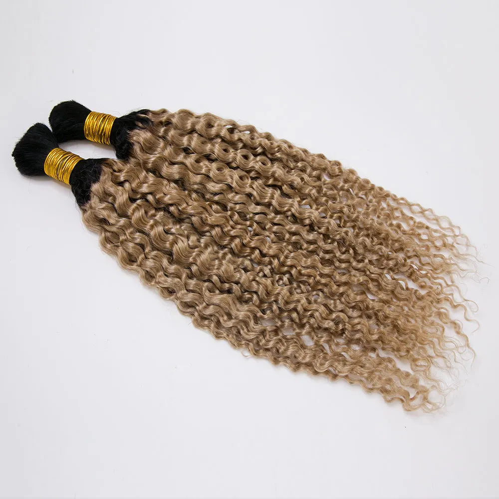 Ombre T1B/27 Deep Curly Bulk Human Hair For Braiding
