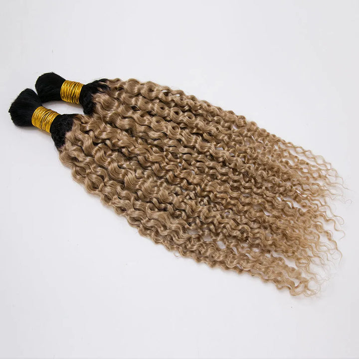 Ombre T1B/27 Deep Curly Bulk Human Hair For Braiding