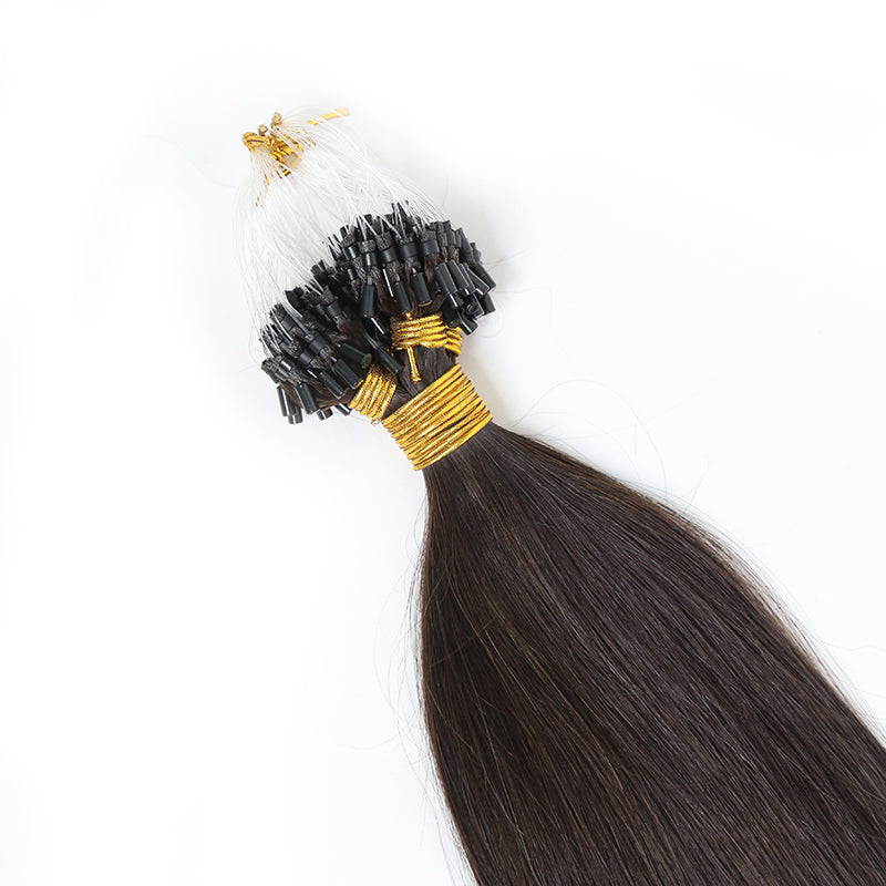 #2 Color Micro Loop HAIR EXTENSION Silk Straight Human Hair