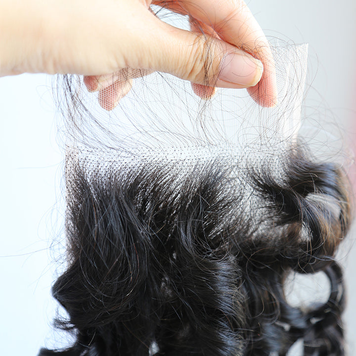 Fermeture en dentelle 5x5, cheveux humains bouclés