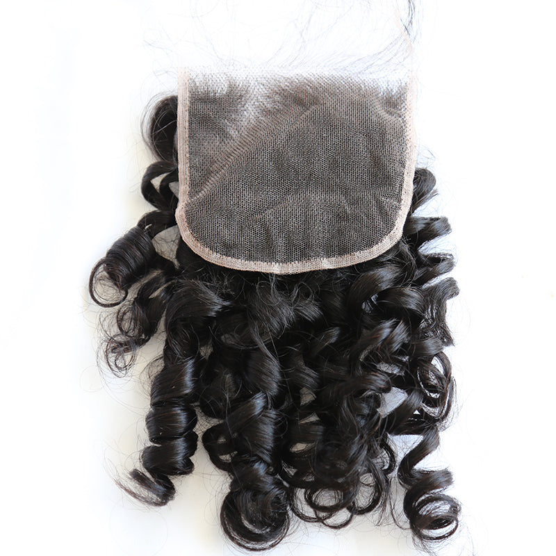 Fermeture en dentelle 5x5, cheveux humains bouclés
