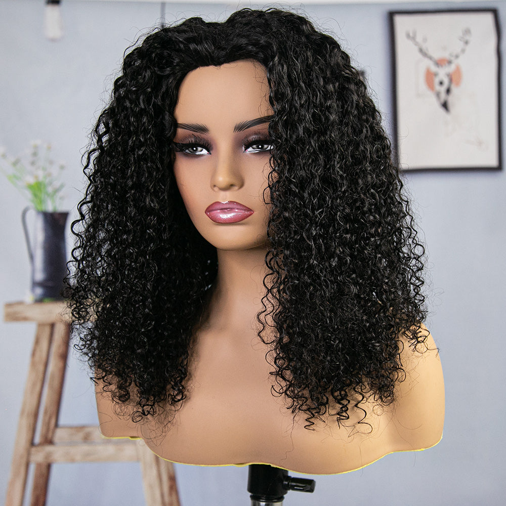 Kinky Curly Half Wig Drawstring Flip Over Human Hair Wig