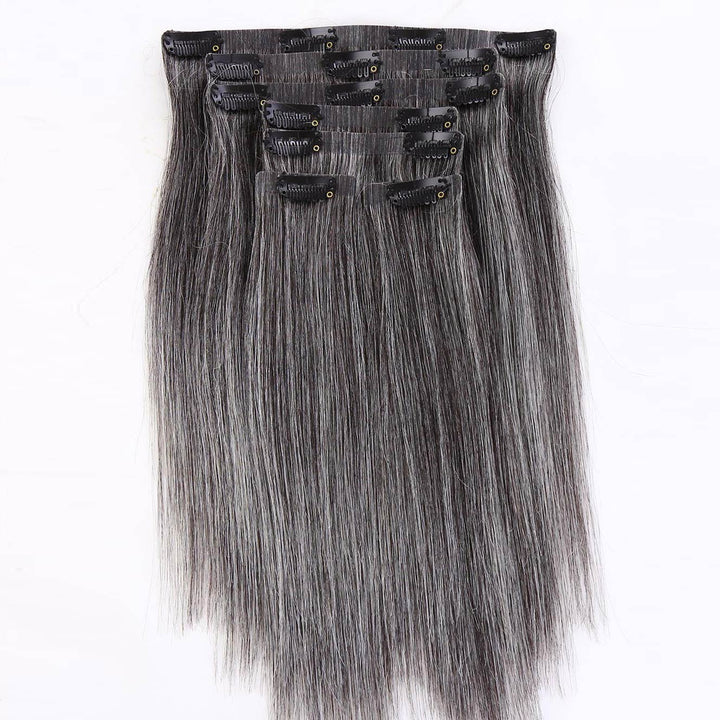 Salt & Pepper Seamless Clip Hair Extensions6