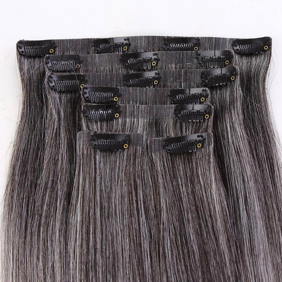 Salt & Pepper Seamless Clip Hair Extensions7
