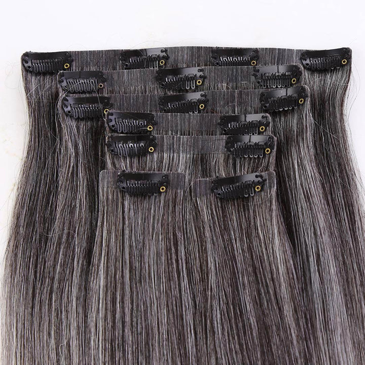 Salt & Pepper Seamless Clip Hair Extensions7