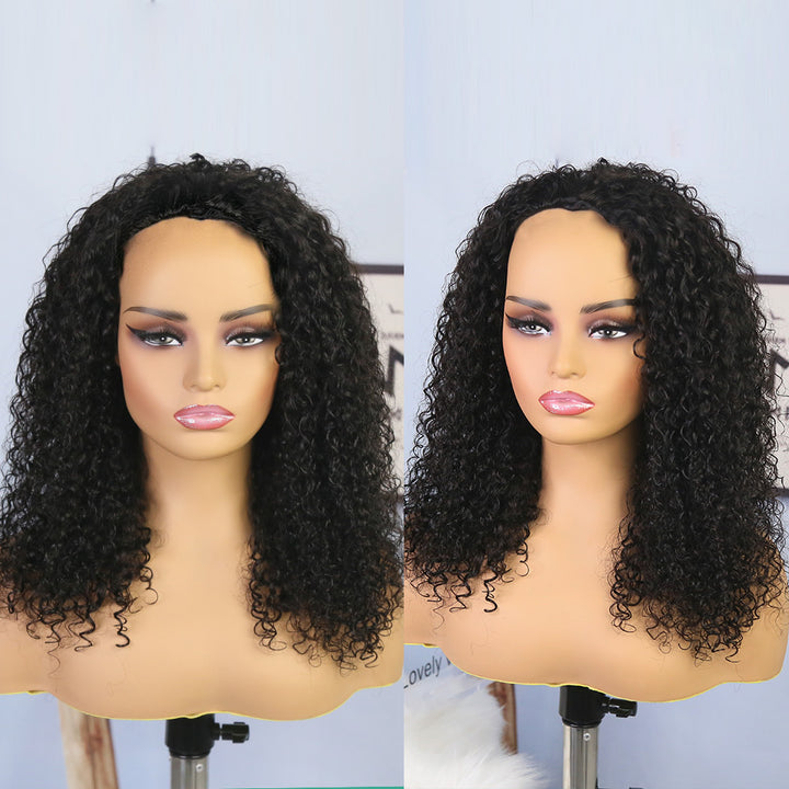 Water wave Half Wig Drawstring Flip Over Human Hair Wig