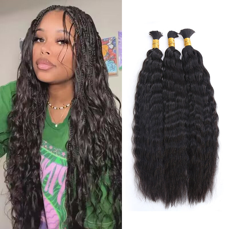 Malaysian Water Wave Curly Human Hair Bulk For Braiding No Weft Hair  Extensions