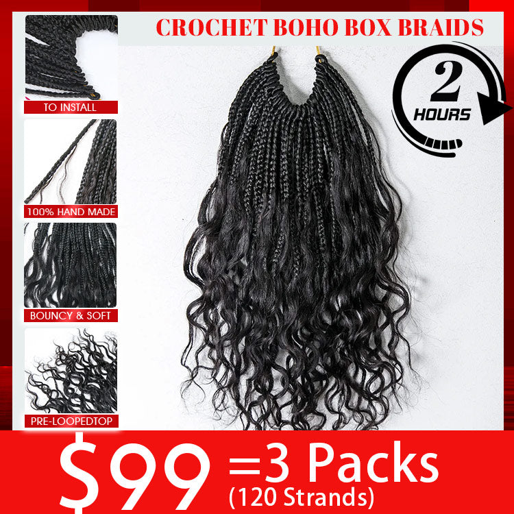 【BFCM】Crochet Boho Box Braids Deep Wave 10"