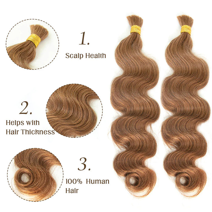 Light Brown #30 Human Braiding Hair Body Wave