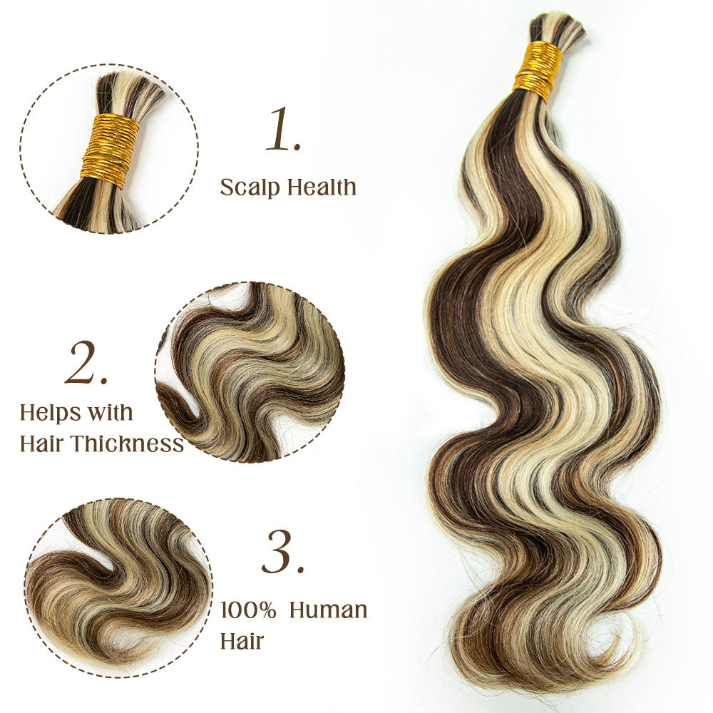 Bulk Human Hair For Braiding Blend #4/27/613 Body Wave