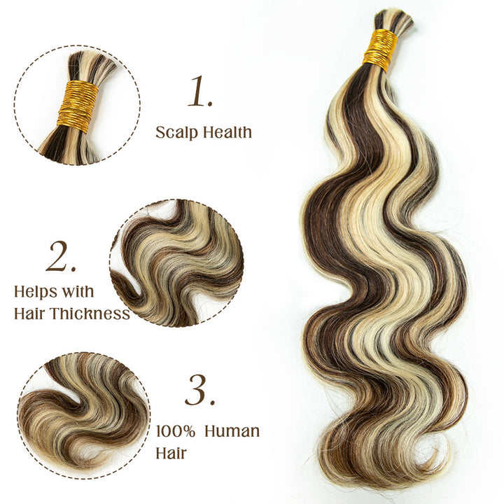 Bulk Human Hair For Braiding Blend #4/27/613 Body Wave