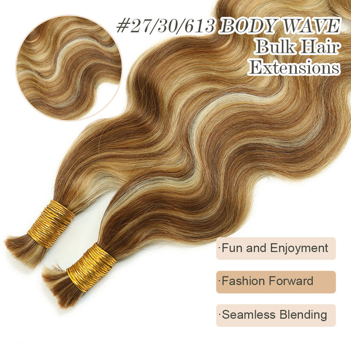Bulk Human Hair For Braiding Blend #27/30/613 Body Wave