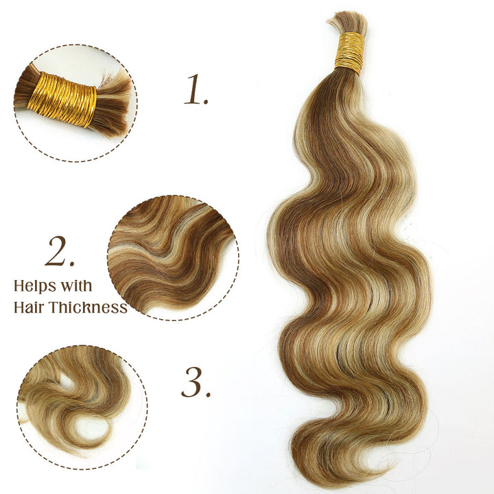 Bulk Human Hair For Braiding Blend #27/30/613 Body Wave