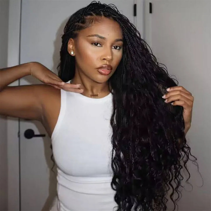 boho box braids on natural hair