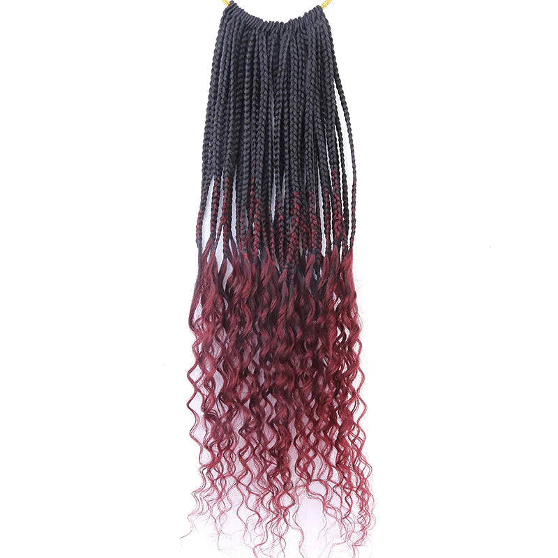 T1B/99J boho brais with curly hair