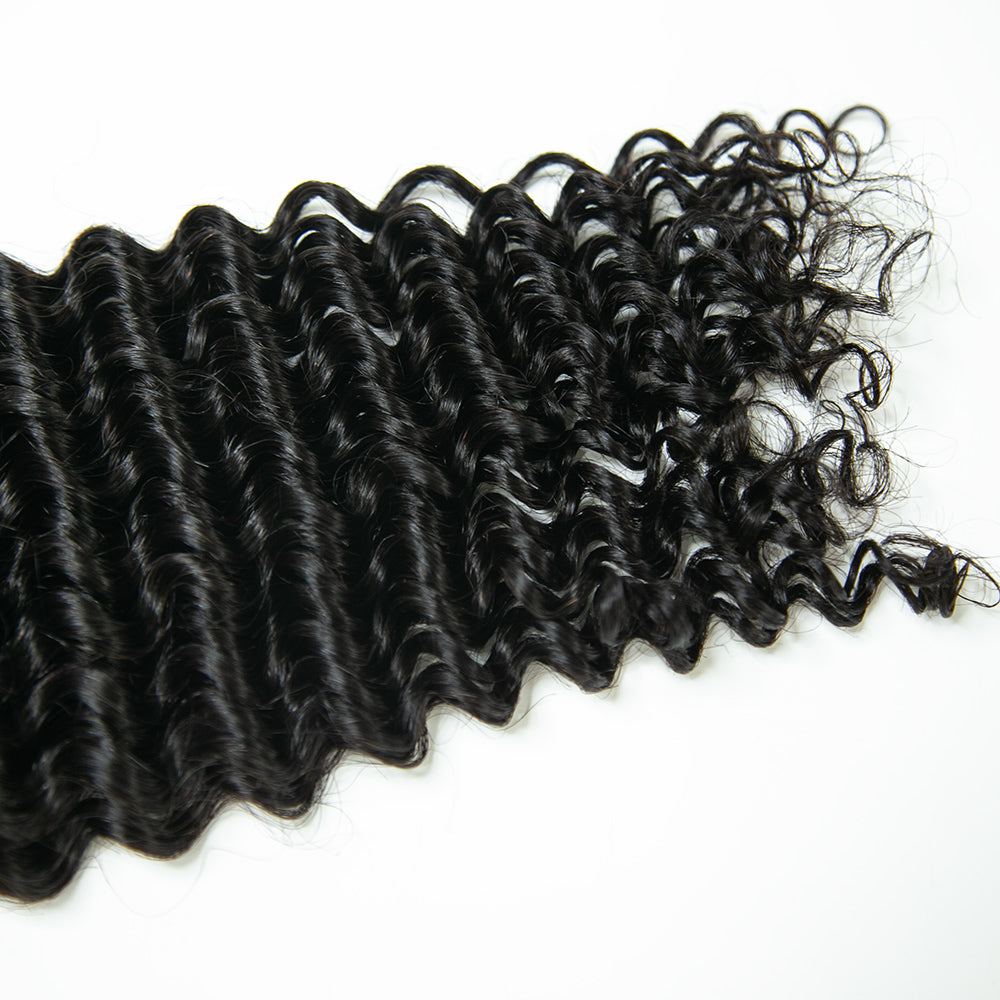Seamless Clip-In Hair Extensions Deep Wave Brazilian Human Hair