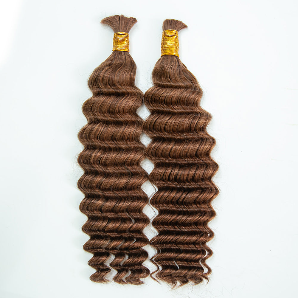 #30 Cheveux humains bruns ondulés à double tirage pour tressage