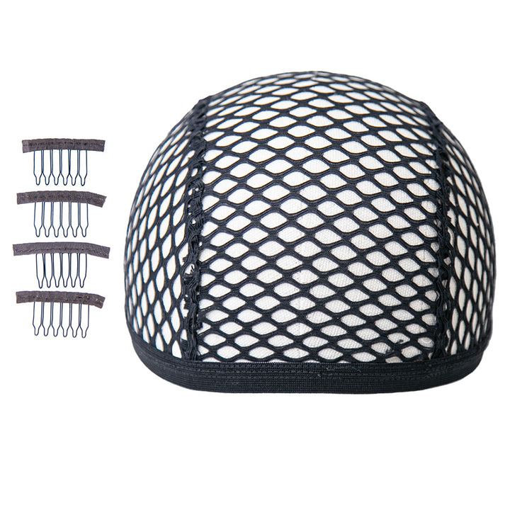 Black Stretchable Crochet Cap with 4 Hair Clips