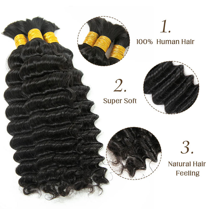 deep wave bulk human hair for braiding