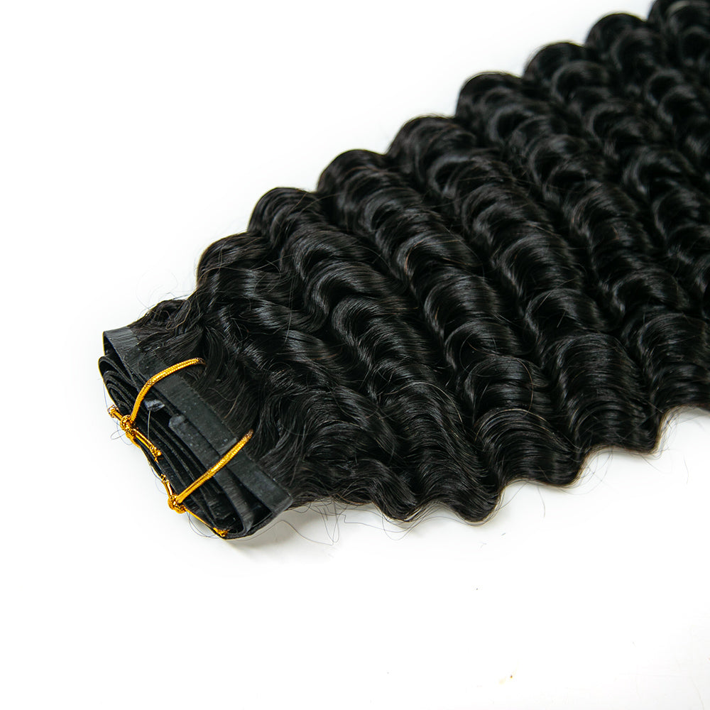 Seamless Clip-In Hair Extensions Deep Wave Brazilian Human Hair