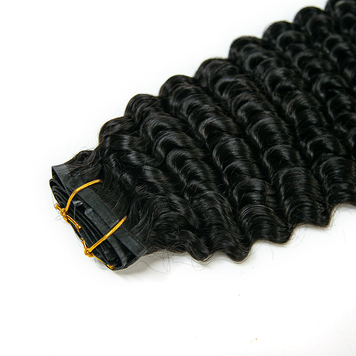 Seamless Clip-In Hair Extensions Deep Wave Brazilian Human Hair