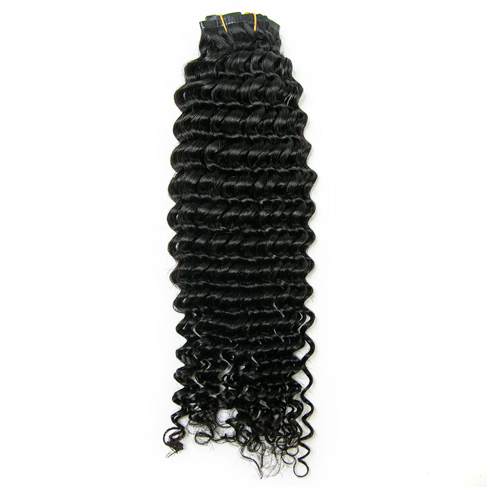 Seamless Clip-In Hair Extensions Deep Wave Brazilian Human Hair