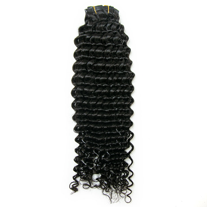 Seamless Clip-In Hair Extensions Deep Wave Brazilian Human Hair