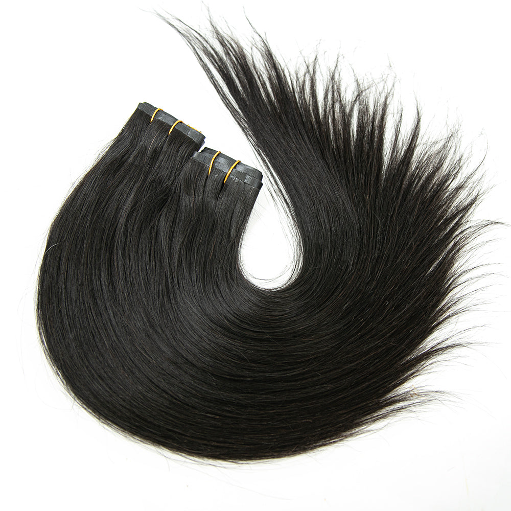 Seamless Clip-In Hair Extensions Silk Straight Brazilian Human Hair